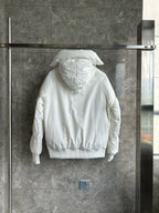 Schwarze Kapuzen-Pufferjacke aus Nylon – Herren