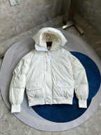 Schwarze Kapuzen-Pufferjacke aus Nylon – Herren