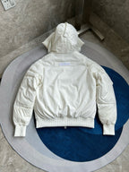Schwarze Kapuzen-Pufferjacke aus Nylon – Herren