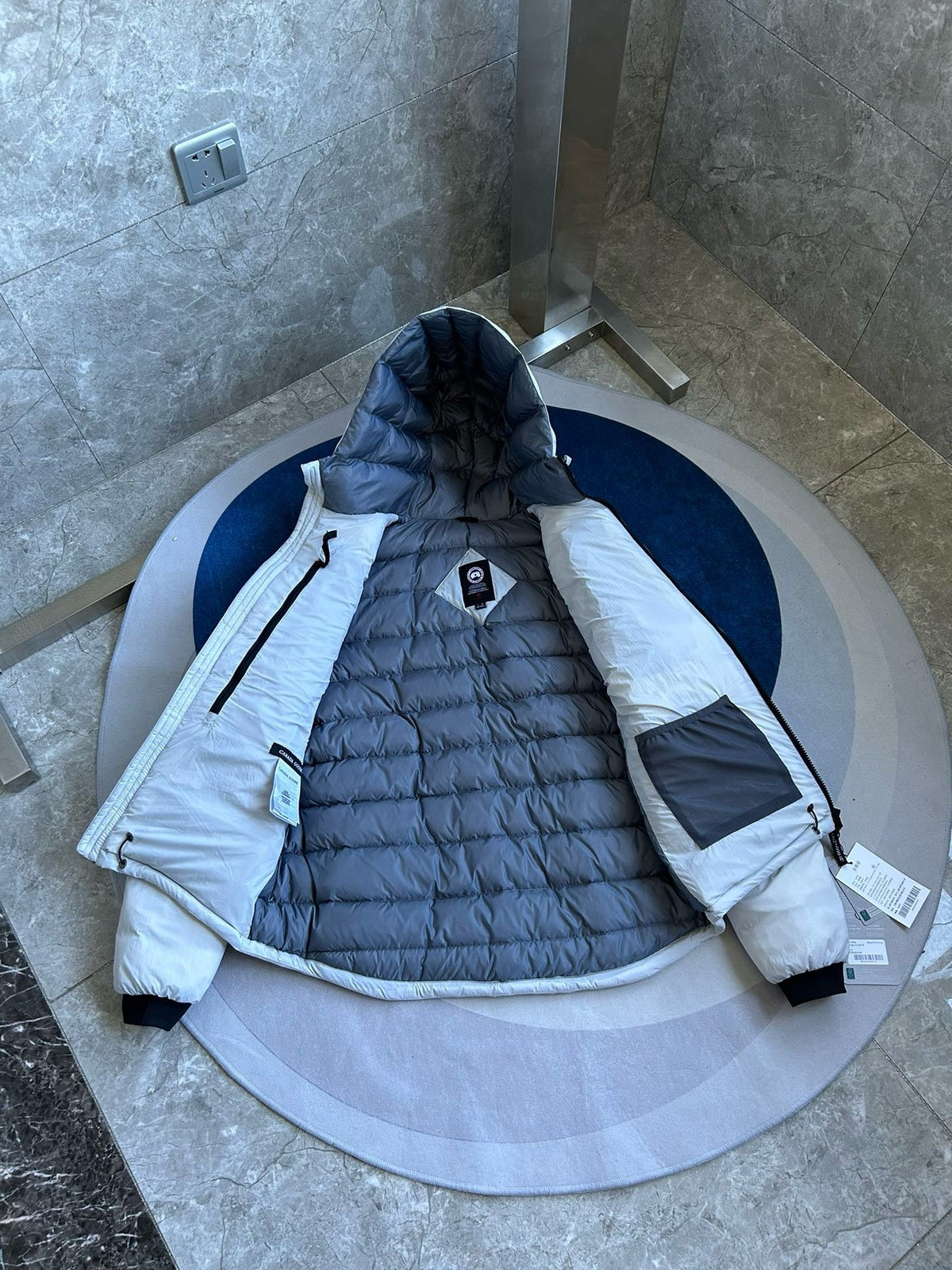 Black and White Puffer Jacket - Men's