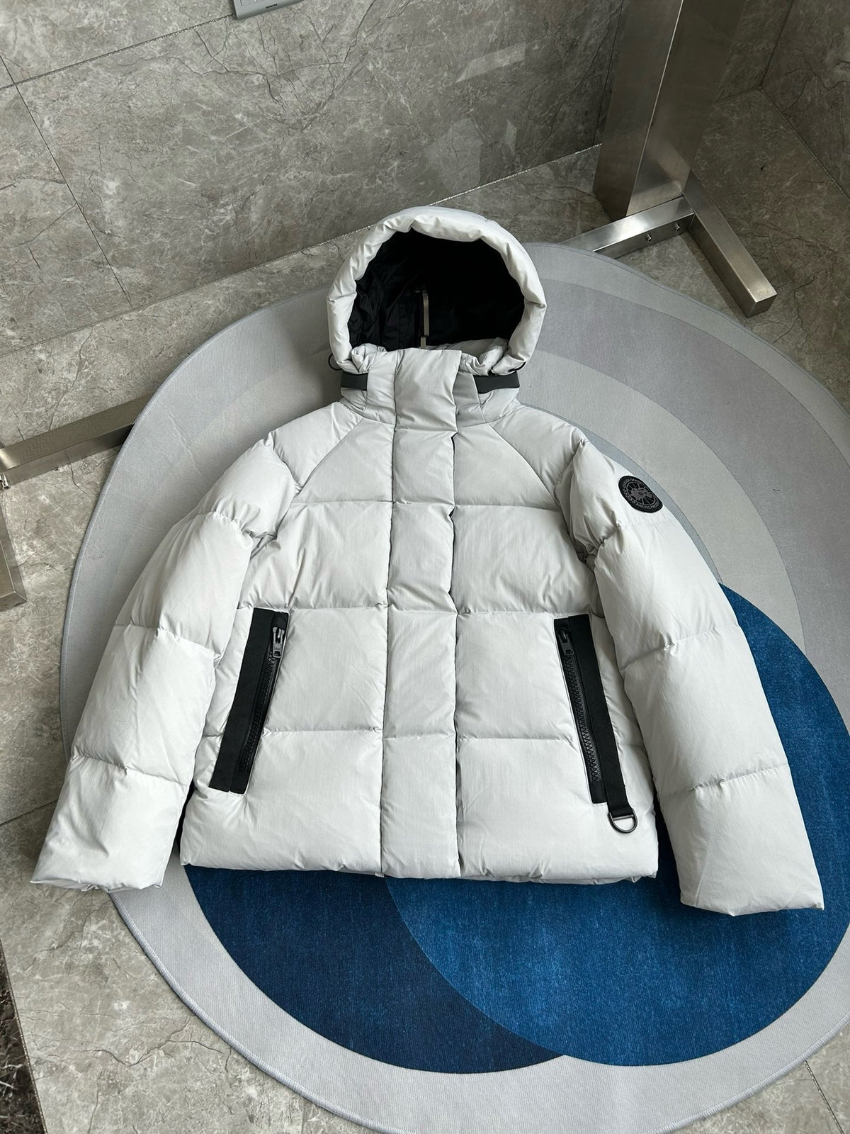 Black and White Puffer Jacket - Men's