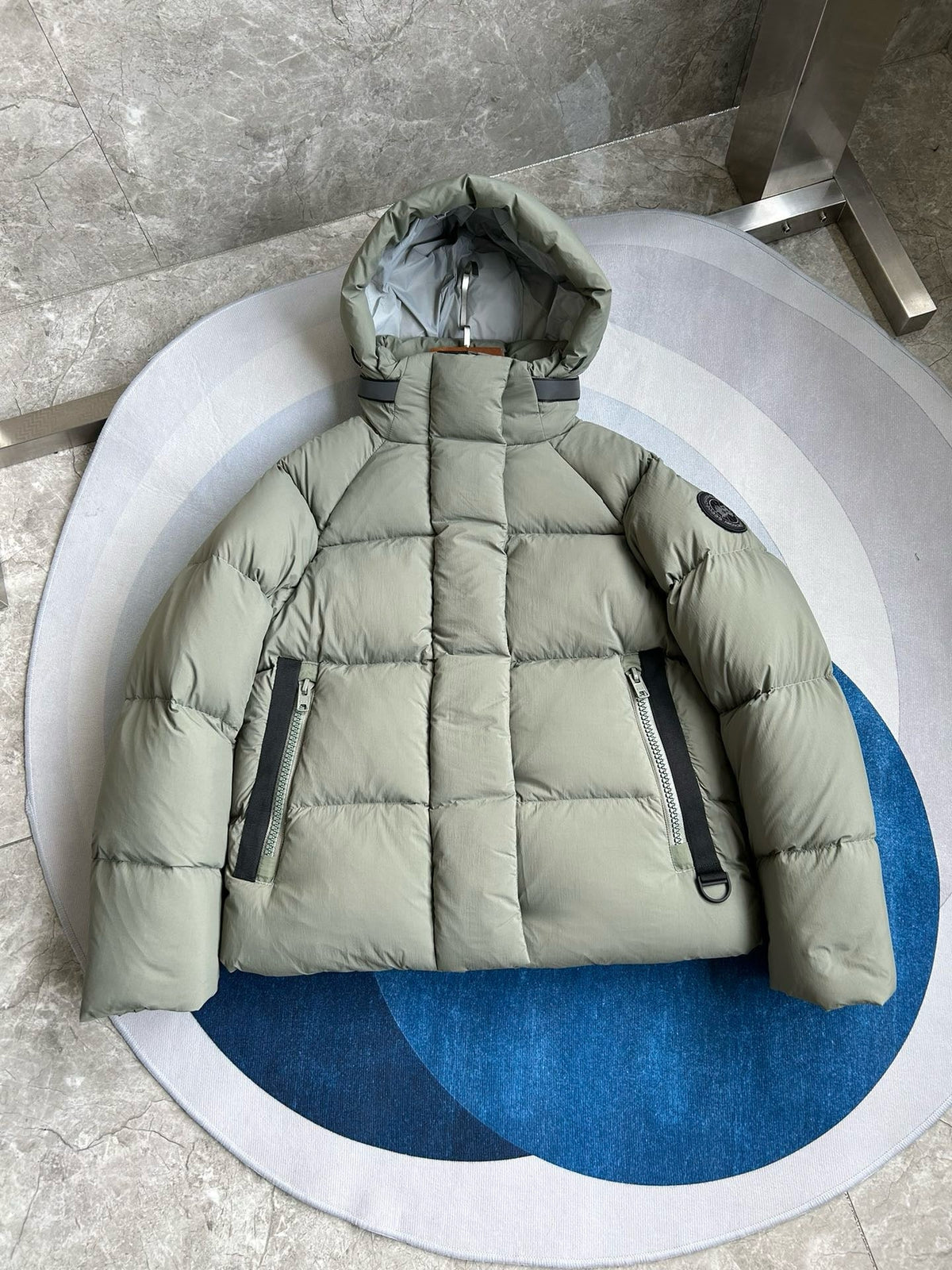 Schwarz-weiße Pufferjacke – Herren