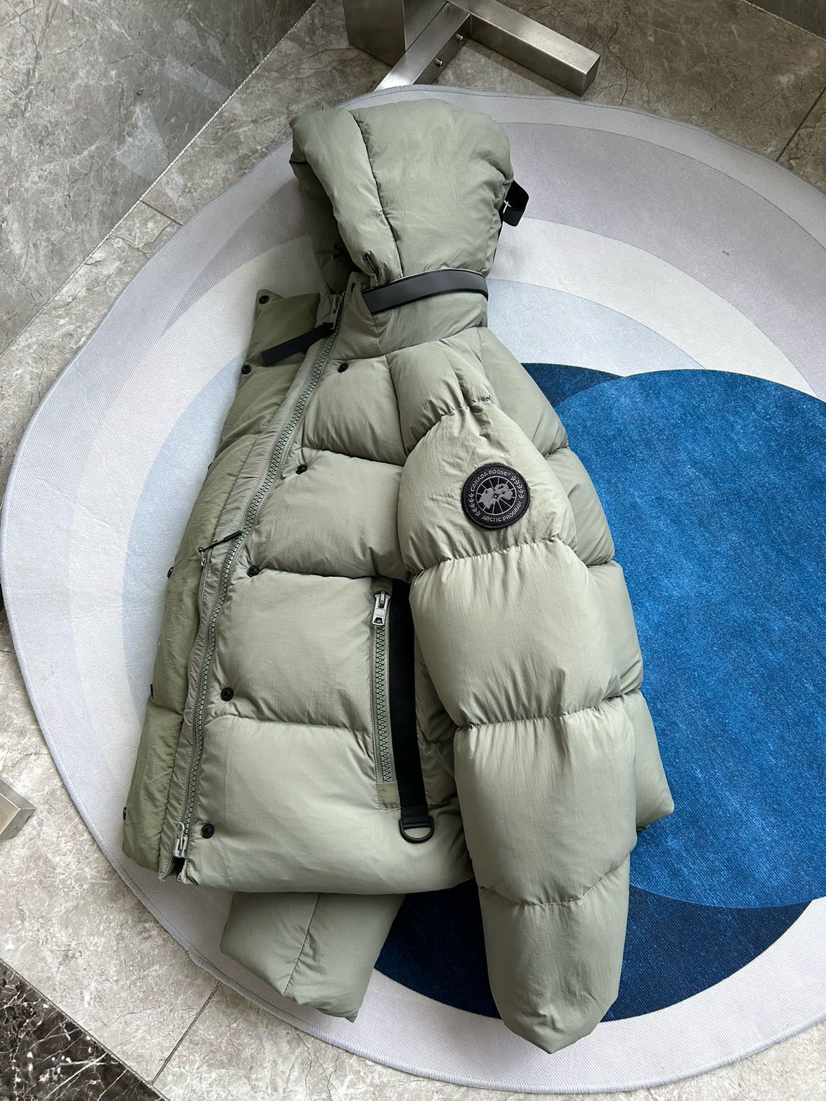 Schwarz-weiße Pufferjacke – Herren