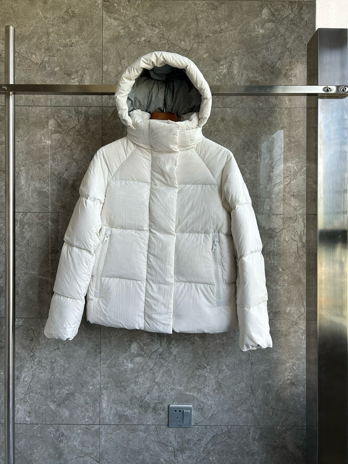 Light Pink and White Puffer Jacket - Men's