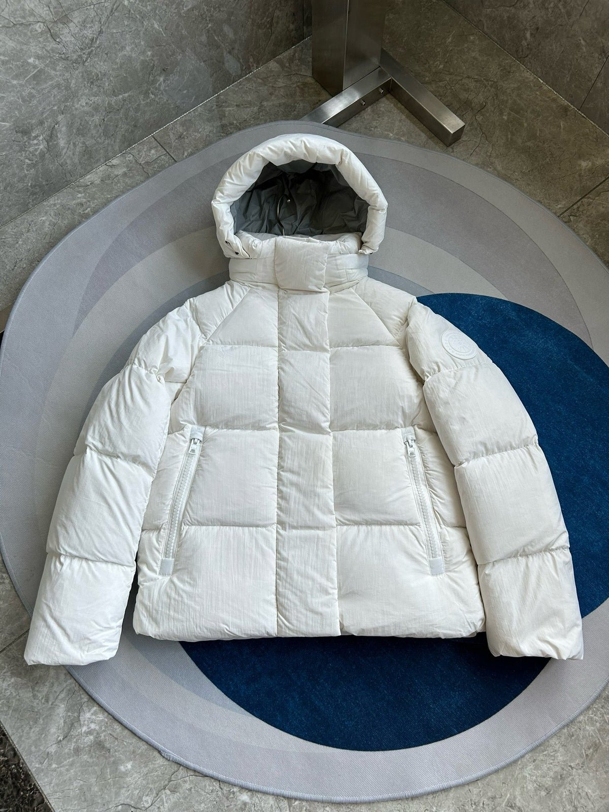 Light Pink and White Puffer Jacket - Men's
