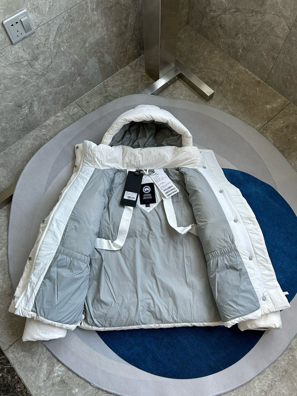 Light Pink and White Puffer Jacket - Men's
