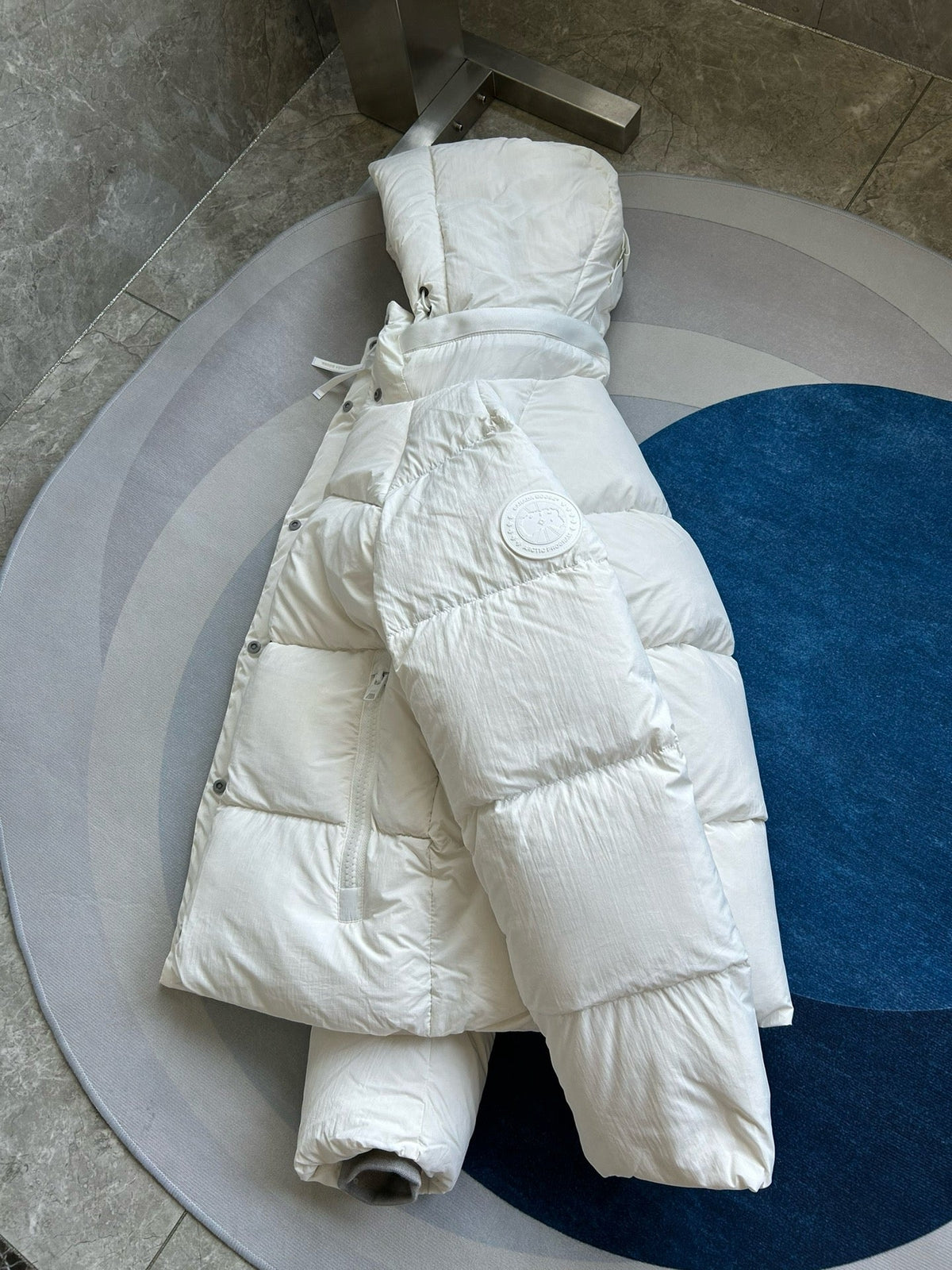 Light Pink and White Puffer Jacket - Men's