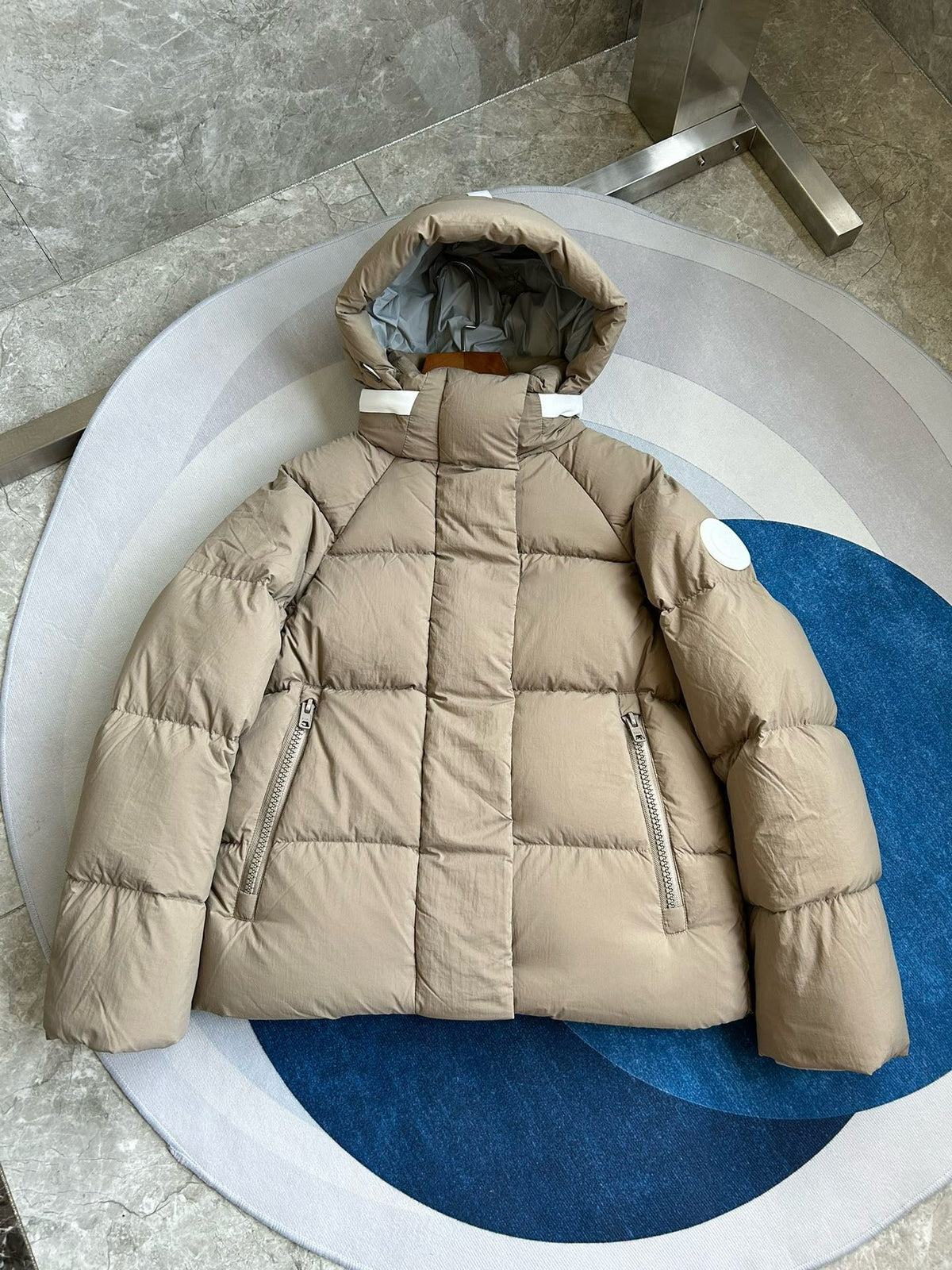 Light Pink and White Puffer Jacket - Men's