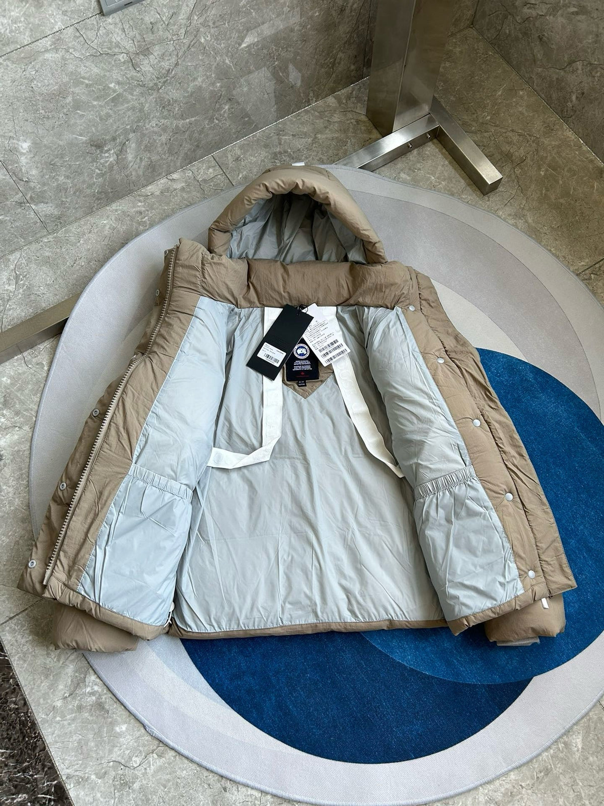 Light Pink and White Puffer Jacket - Men's