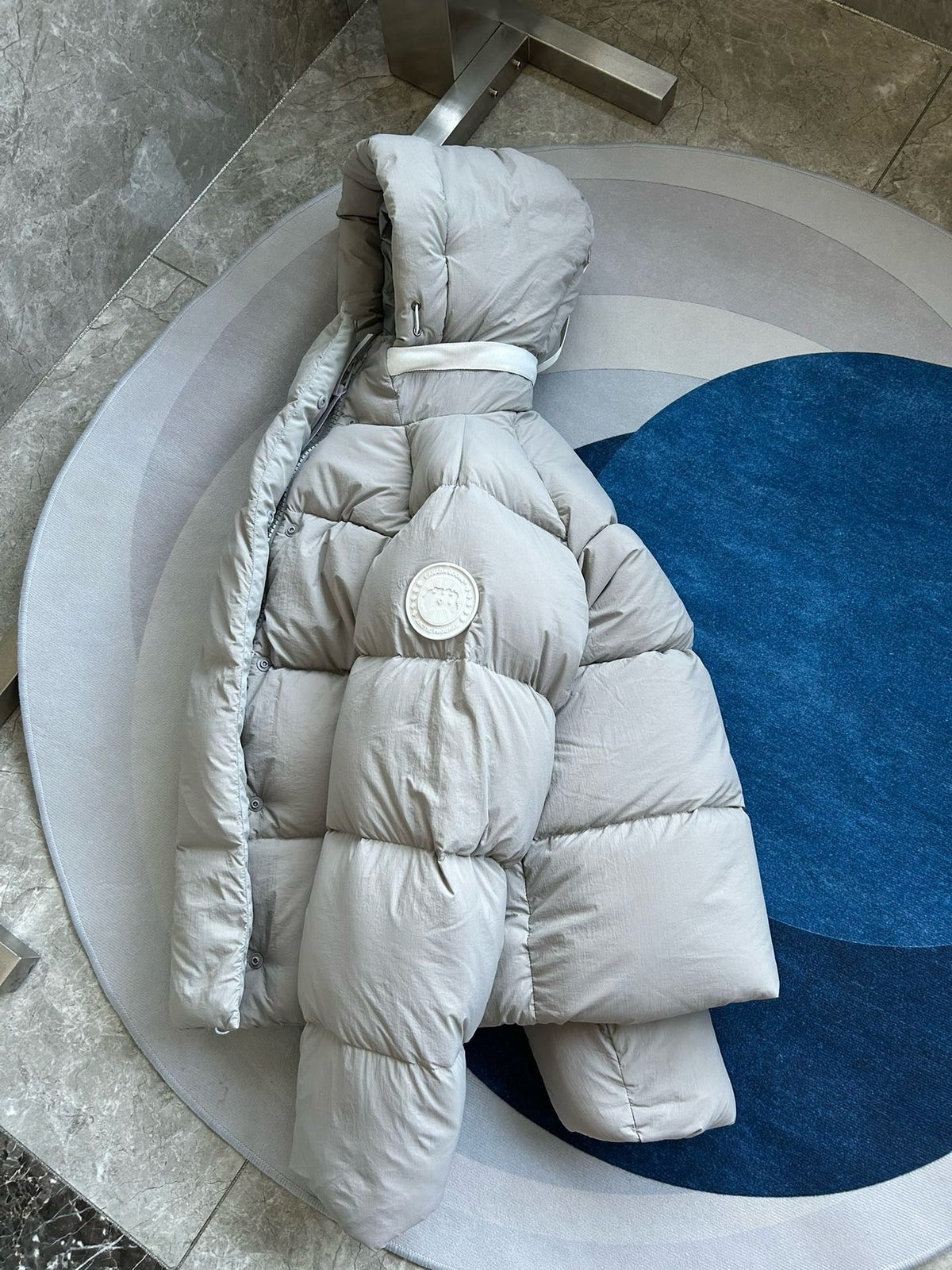 Light Pink and White Puffer Jacket - Men's