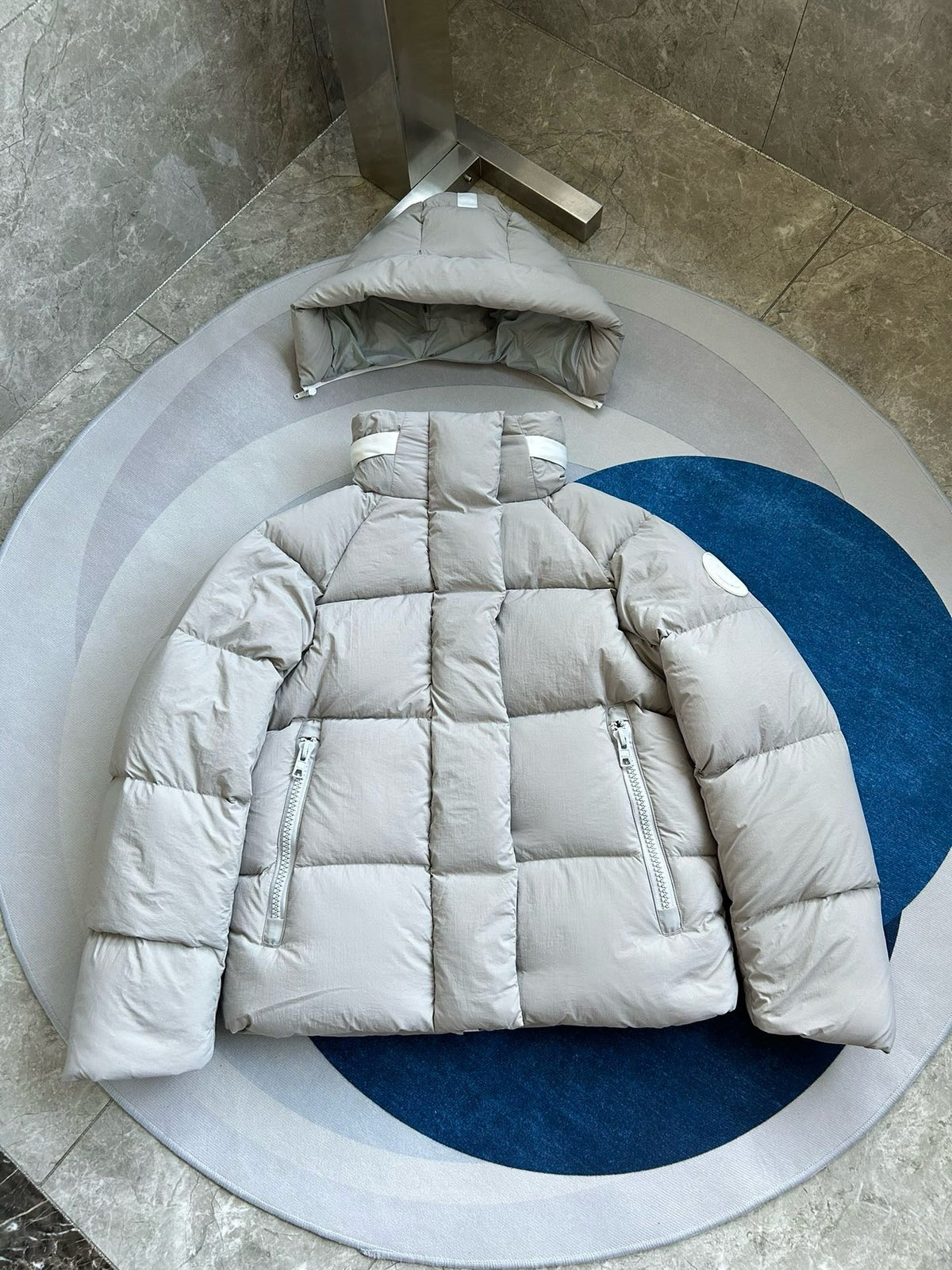 Light Pink and White Puffer Jacket - Men's