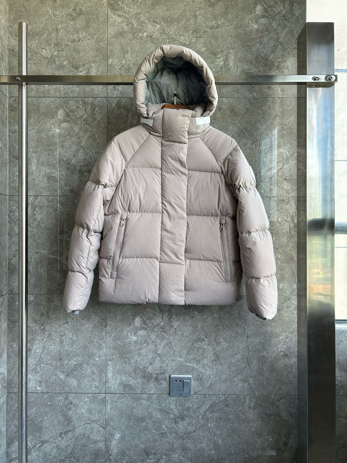 Light Pink and White Puffer Jacket - Men's