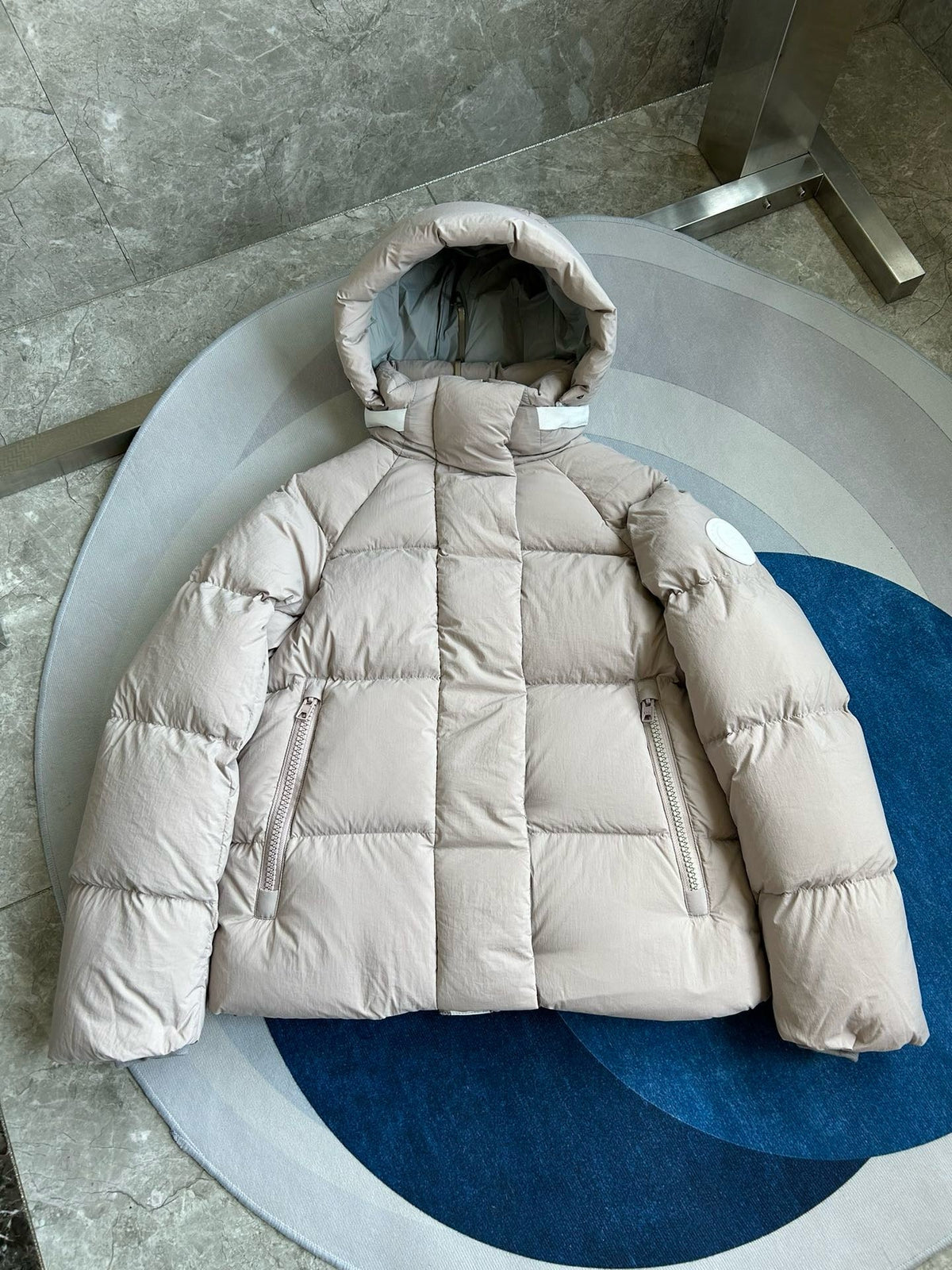 Light Pink and White Puffer Jacket - Men's