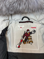 Schwarz-weißer Parka - Herren