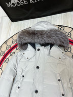 Schwarz-weißer Parka - Herren