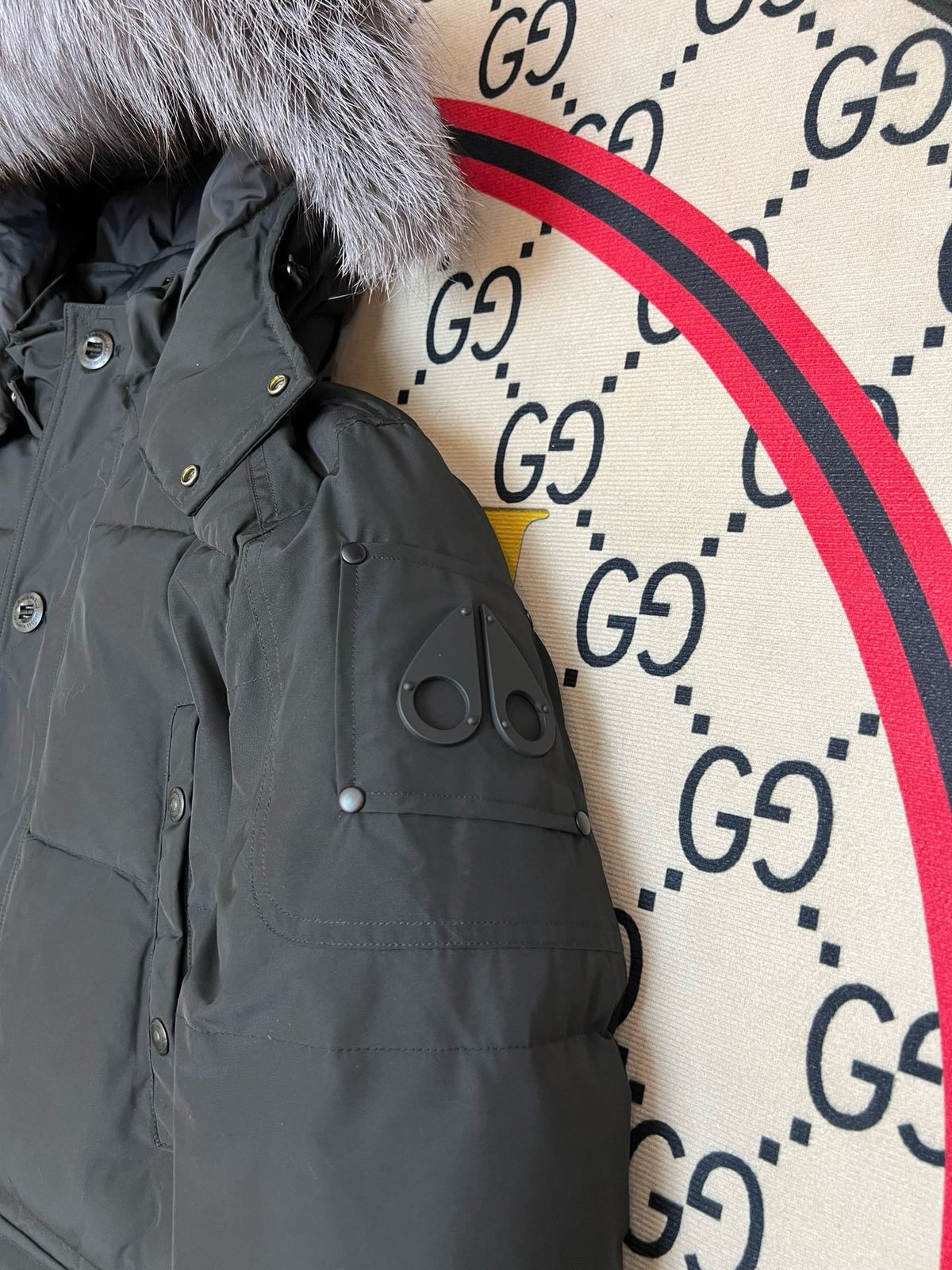 Schwarz-weißer Parka - Herren