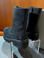 Black Suede Lace-Up Combat Boot - Men's
