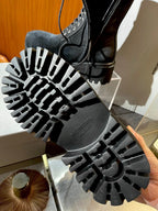 Black Suede Lace-Up Combat Boot - Men's