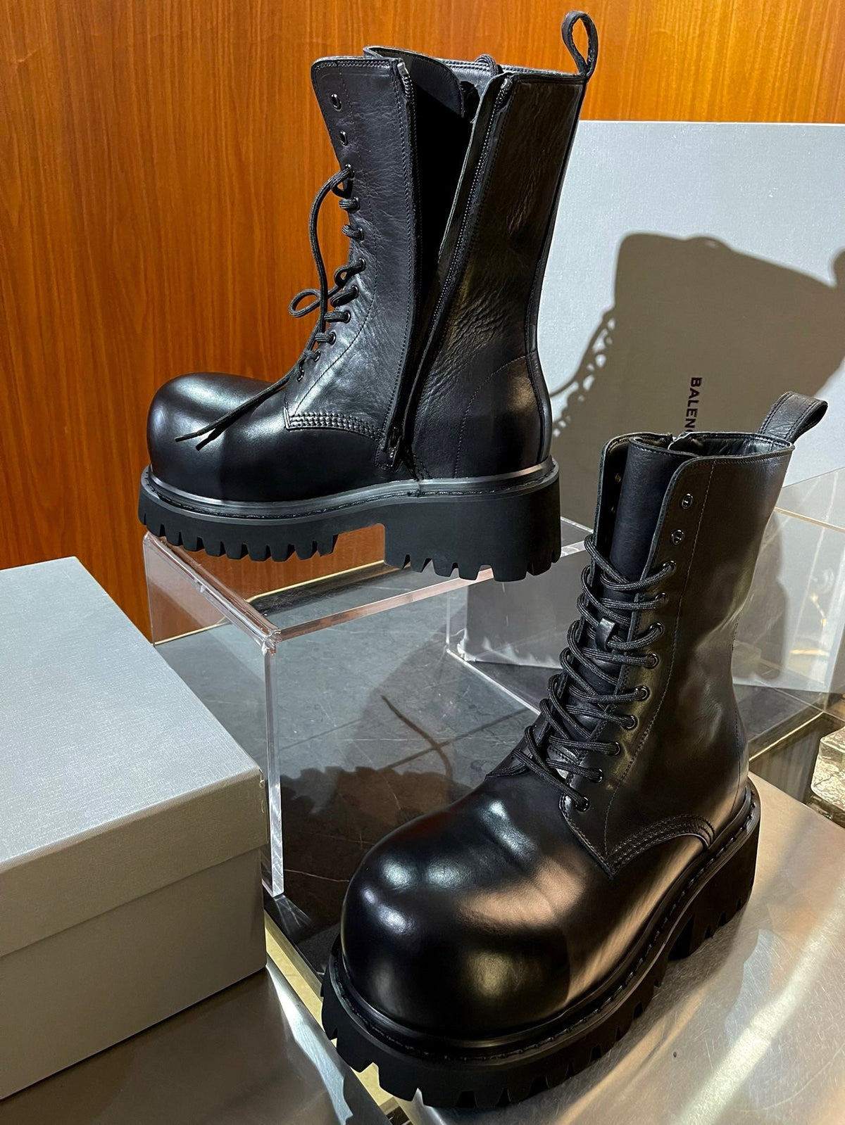 Black Suede Lace-Up Combat Boot - Men's