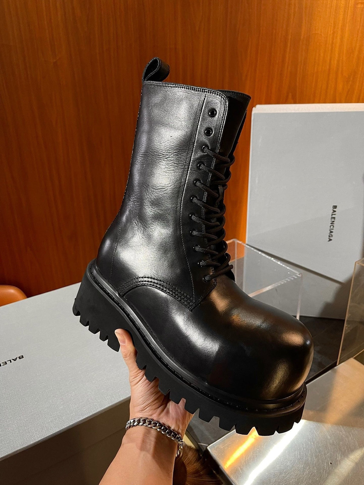 Black Suede Lace-Up Combat Boot - Men's