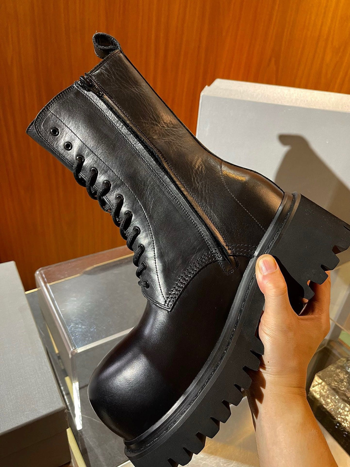 Black Suede Lace-Up Combat Boot - Men's