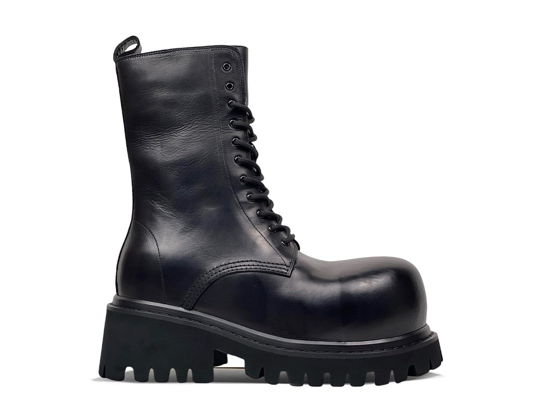 Black Suede Lace-Up Combat Boot - Men's