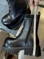 Black Suede Lace-Up Combat Boot - Men's