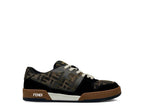 Black Leather Logo Low-Top - Men's