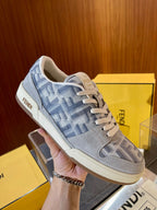 Cremefarbene Leder-Logo-Low-Top-Sneaker – Herren
