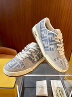 Cremefarbene Leder-Logo-Low-Top-Sneaker – Herren