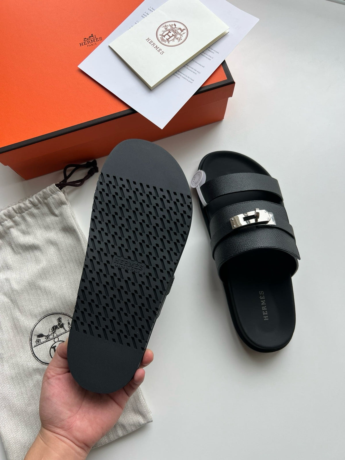 Black Leather Padded Double Strap - Men's