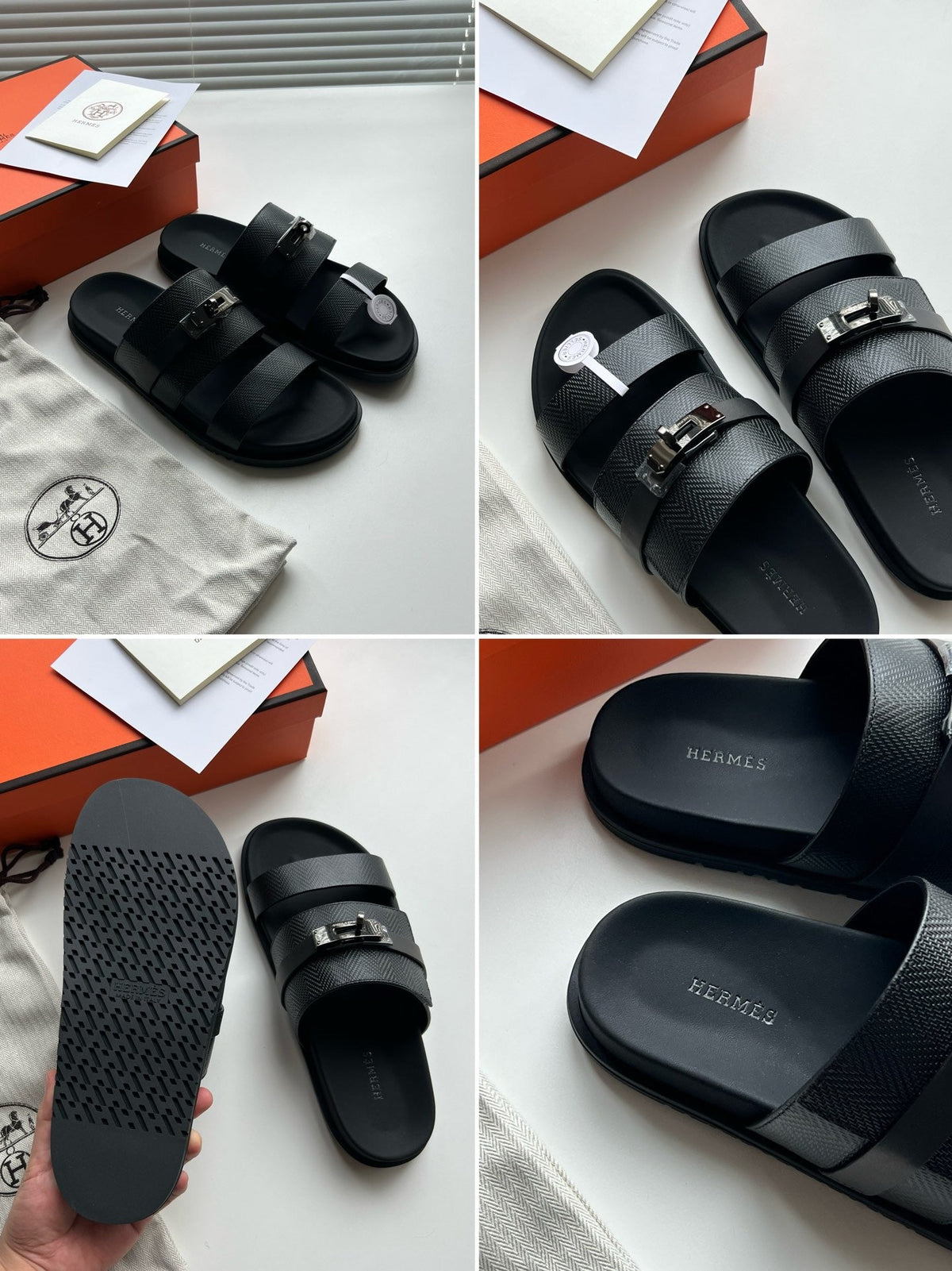 Schwarzes Leder mit Metallschnalle und Doppelriemen – Herren