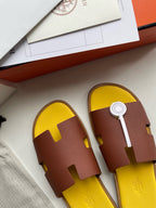 Yellow Leather Cutout Single Band - Men's