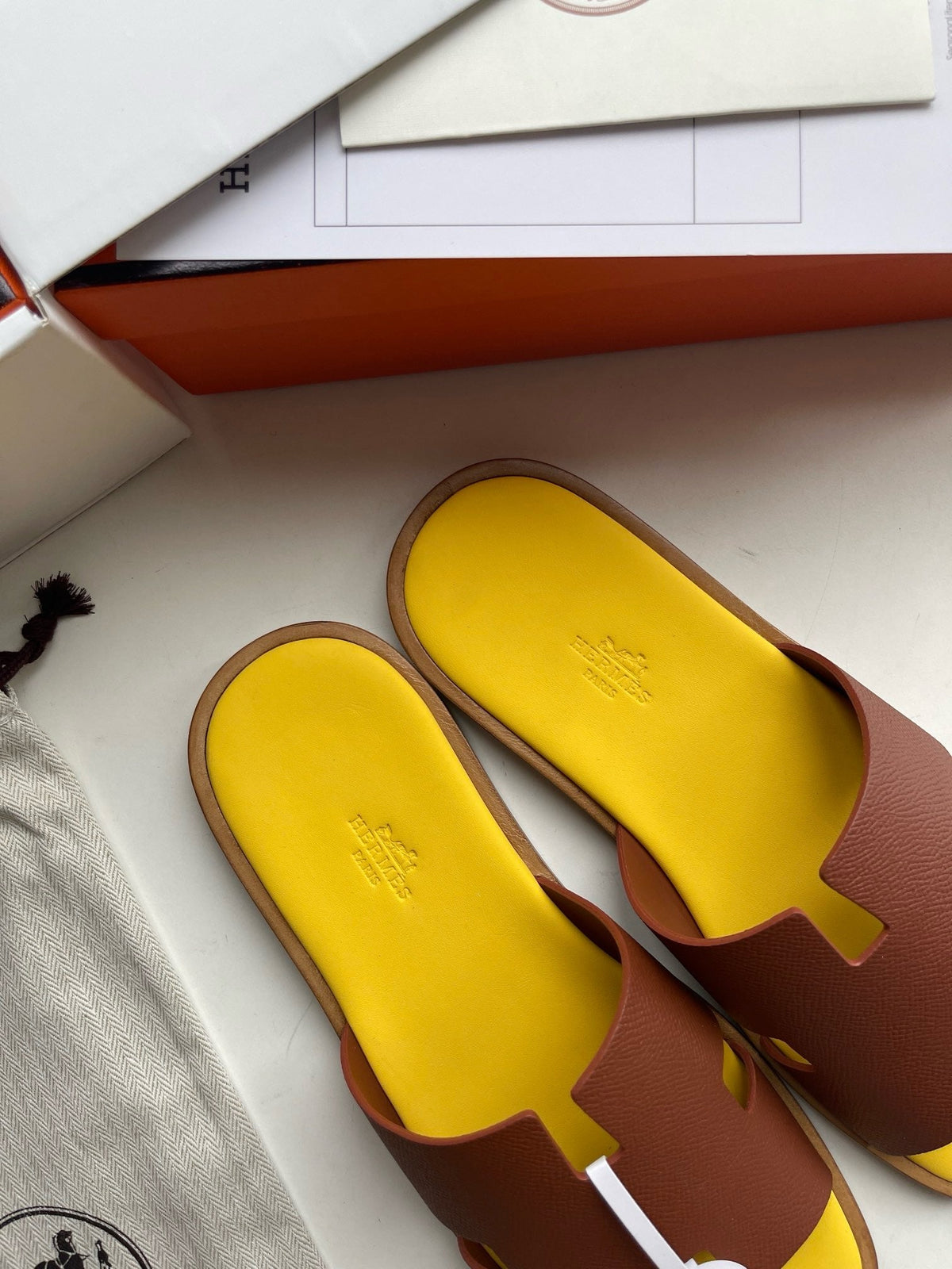 Yellow Leather Cutout Single Band - Men's