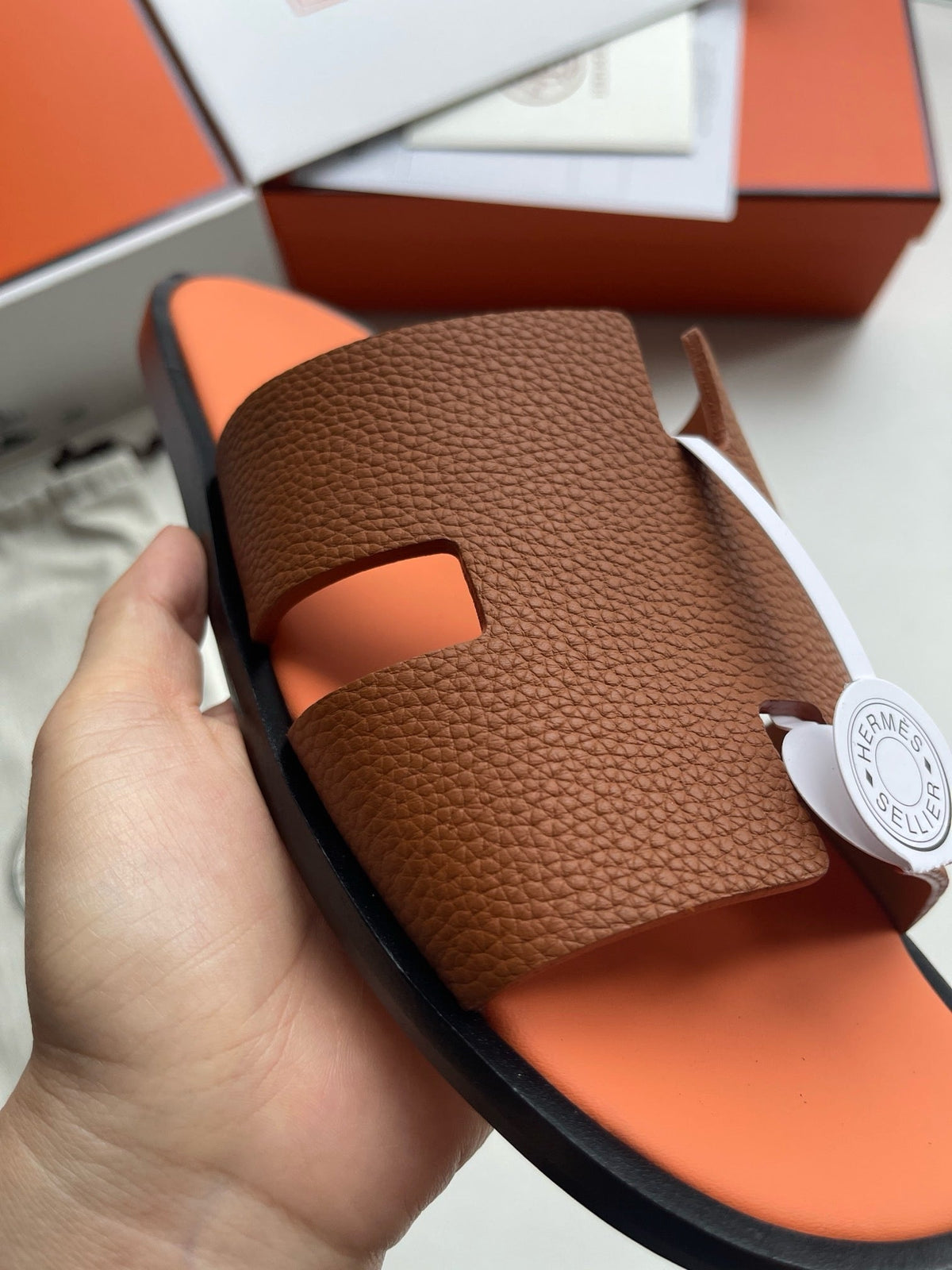 Yellow Leather Cutout Single Band - Men's