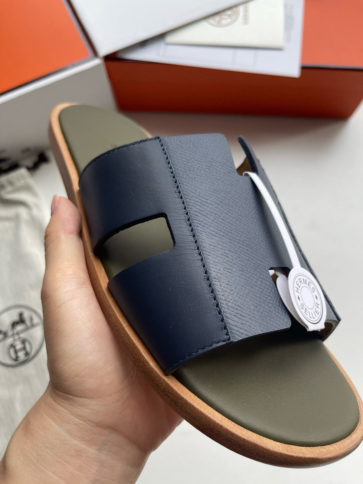 Yellow Leather Cutout Single Band - Men's