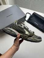Caged Panel Runner Olive Sneakers