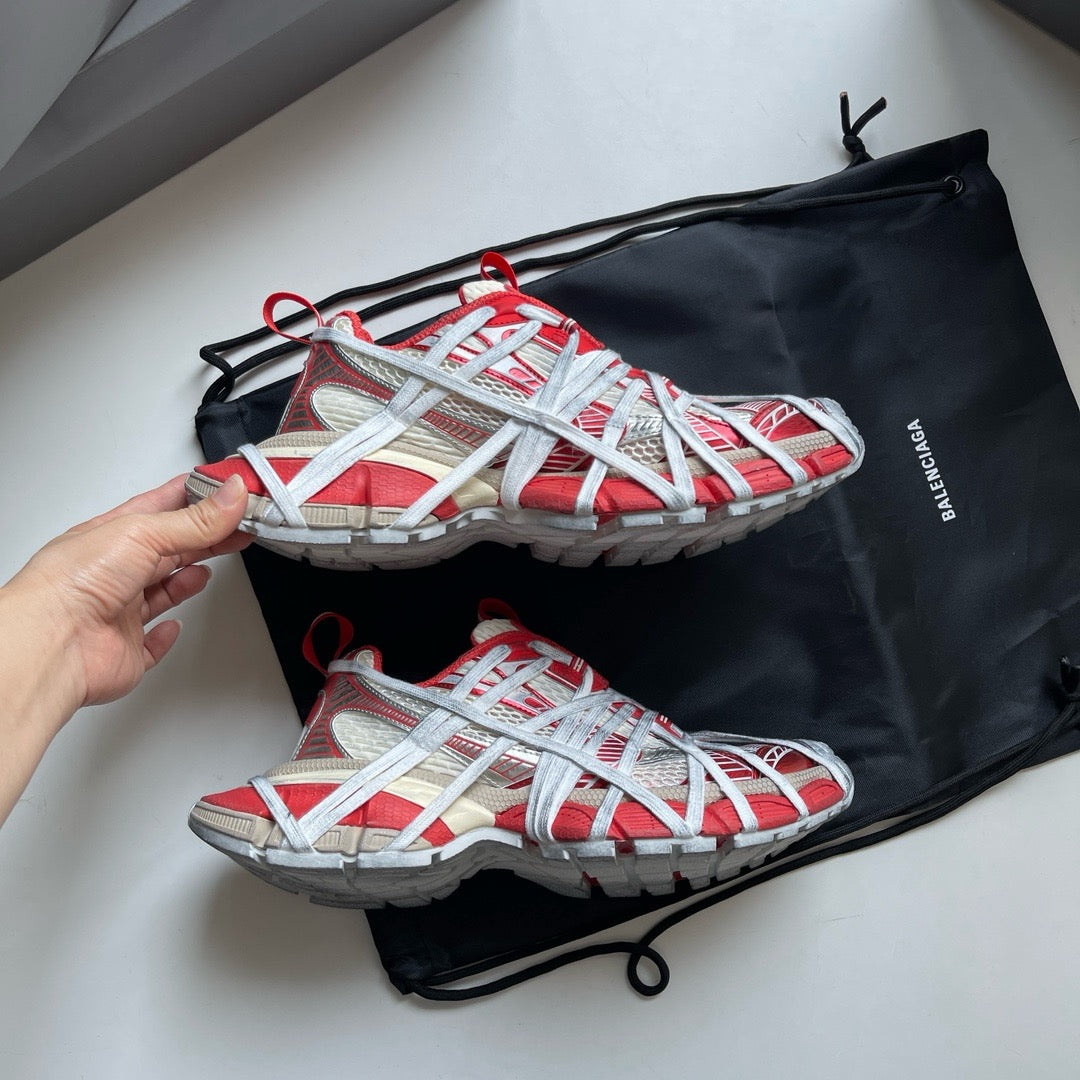 Caged Panel Runner Red Sneakers