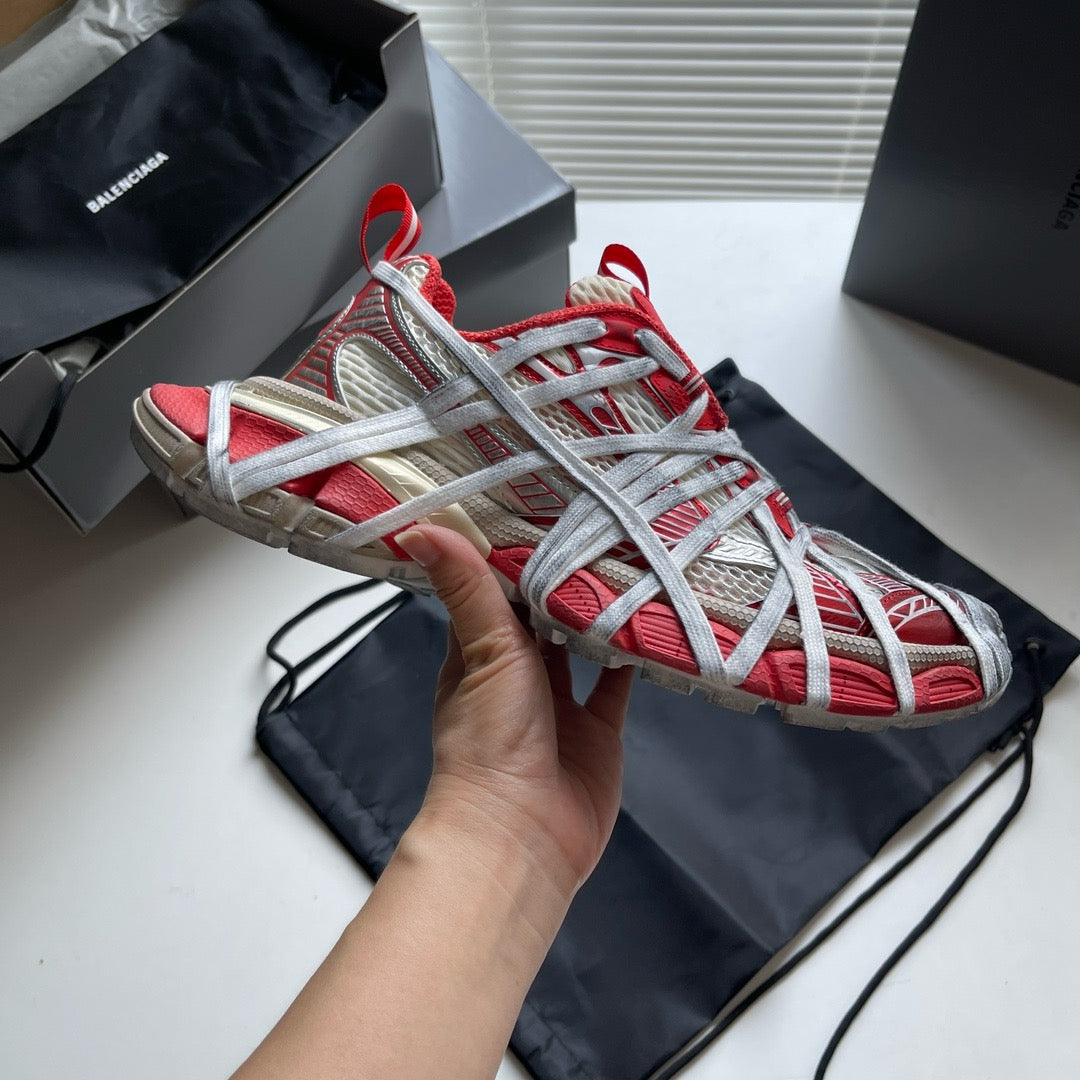 Caged Panel Runner Red Sneakers