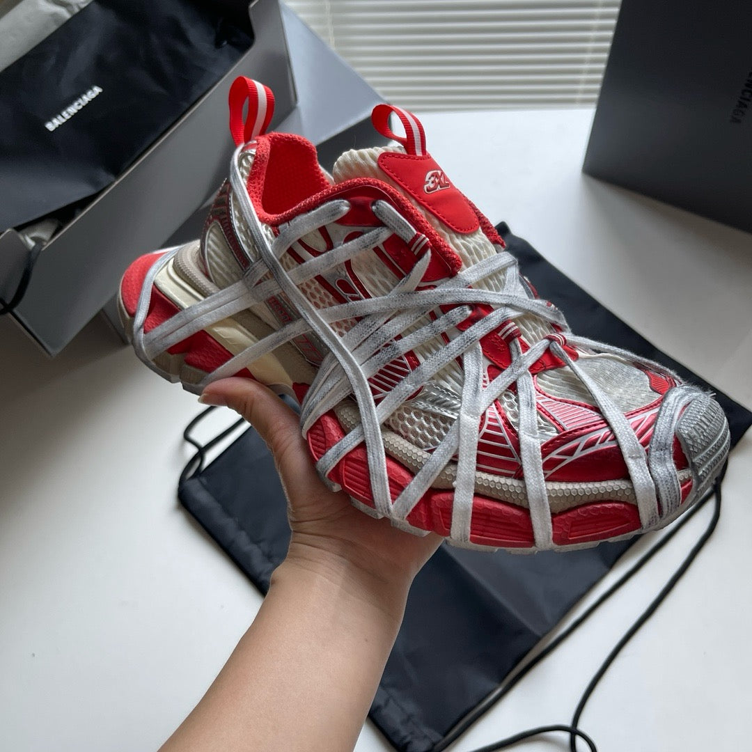 Caged Panel Runner Red Sneakers