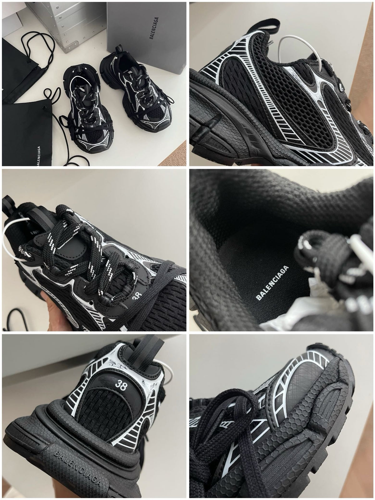 Sneaker Caged Panel Runner Schwarz-Silber