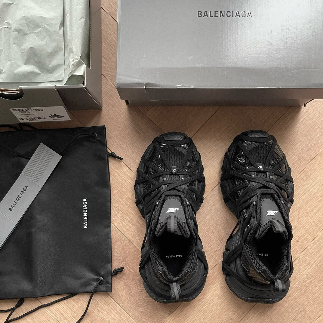 Caged Panel Runner Black Sneakers