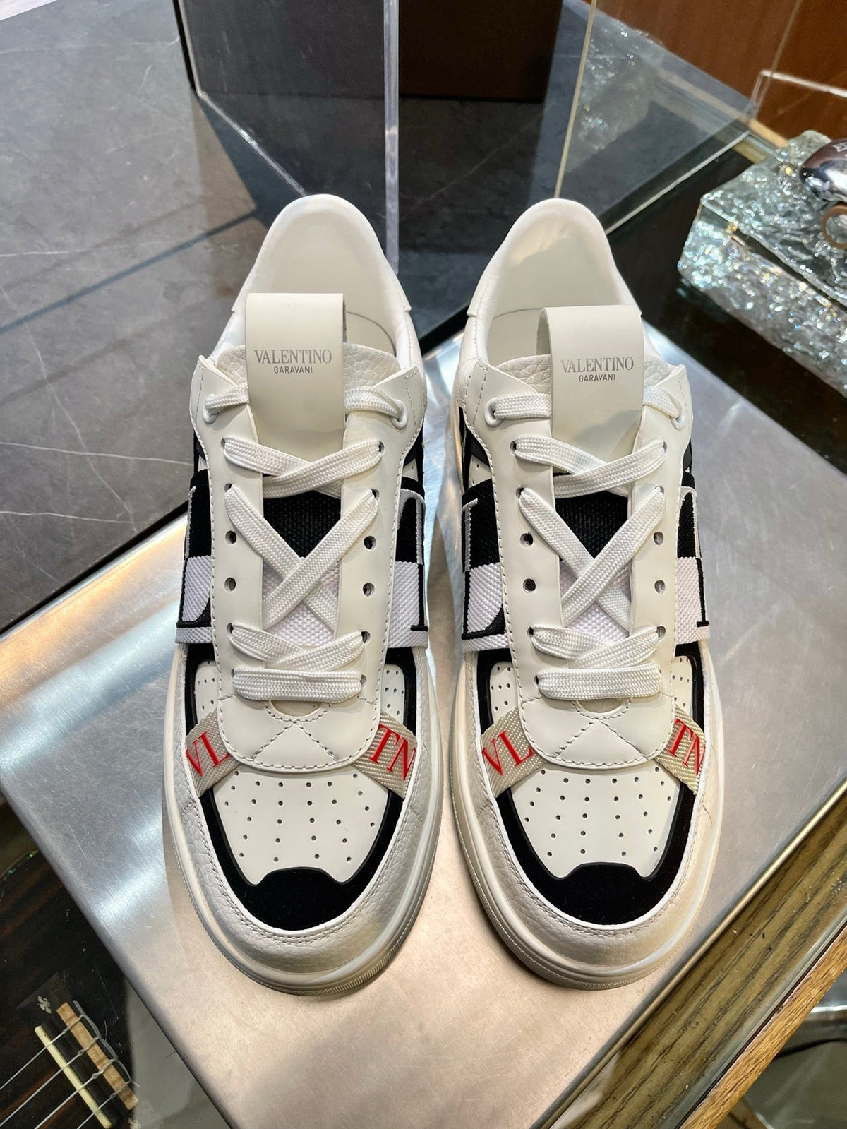 Weißer Leder-Graphic-High-Top - Herren