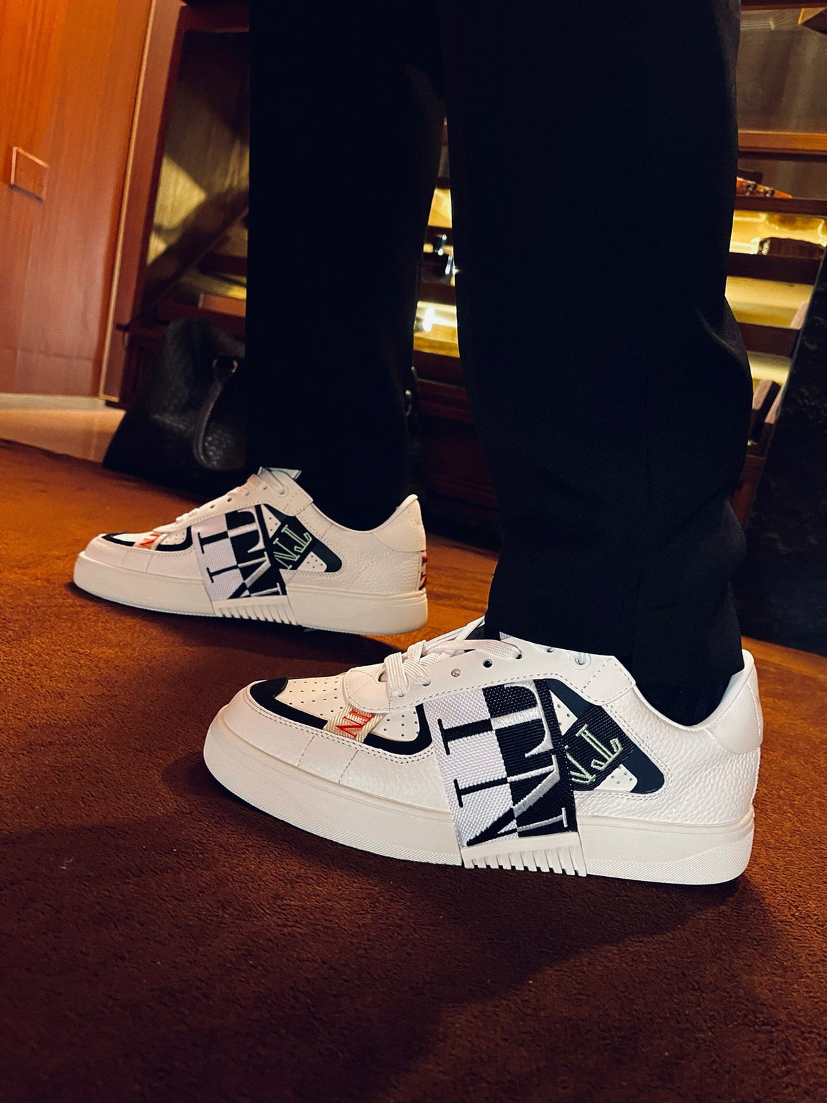 Weißer Leder-Graphic-High-Top - Herren