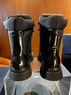 Black Leather Panelled Lace-Up Boot - Men's