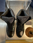 Black Leather Panelled Lace-Up Boot - Men's