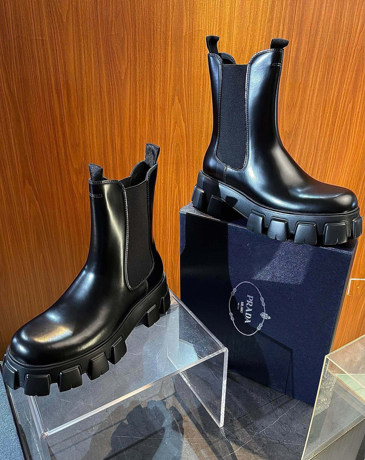 Black Leather Chunky Sole Chelsea Boot - Men's
