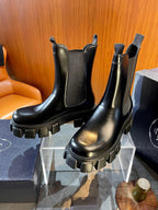 Black Leather Chunky Sole Chelsea Boot - Men's