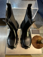 Black Leather Chunky Sole Chelsea Boot - Men's