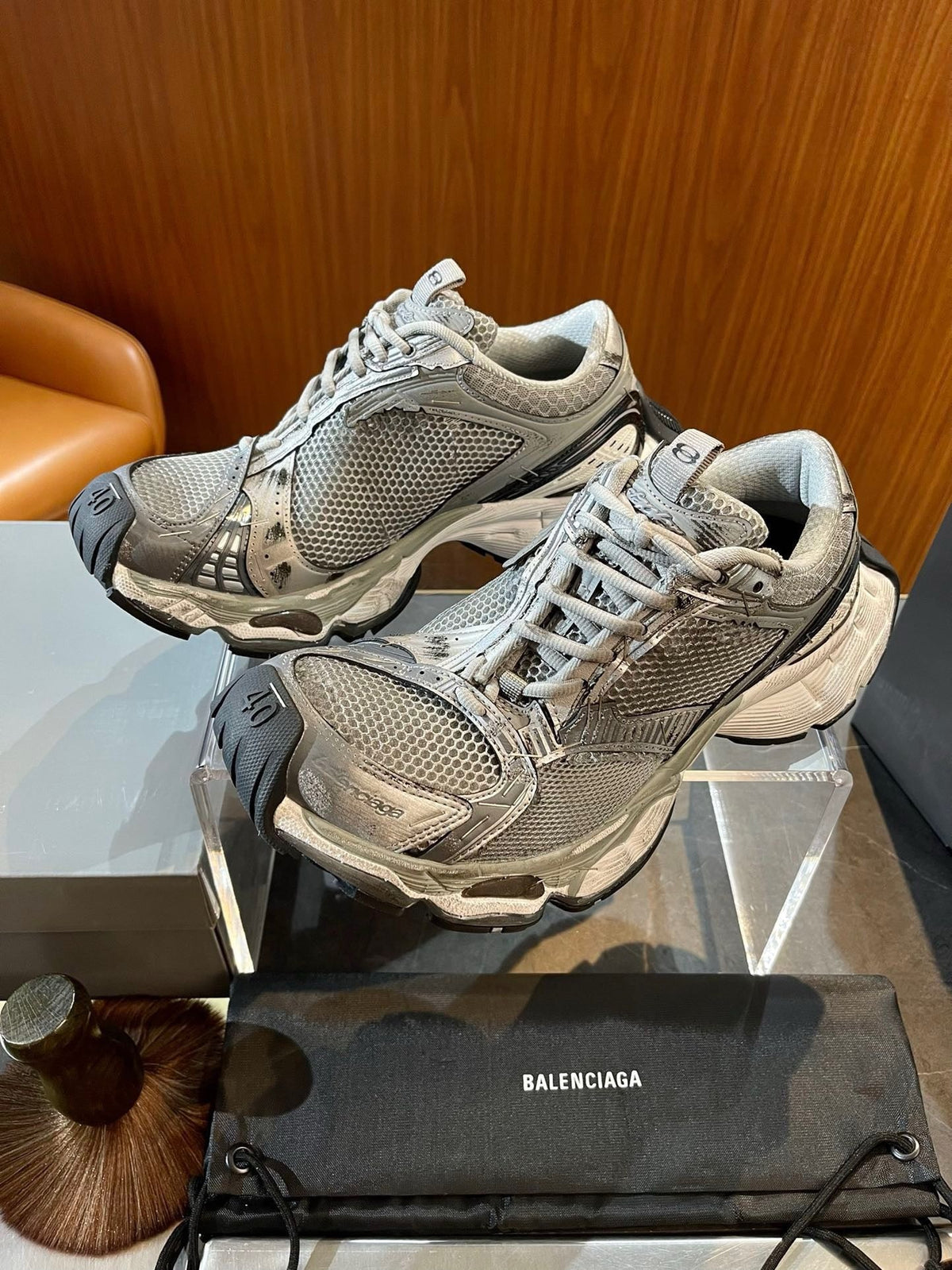 Dark Distressed Mesh Sneakers